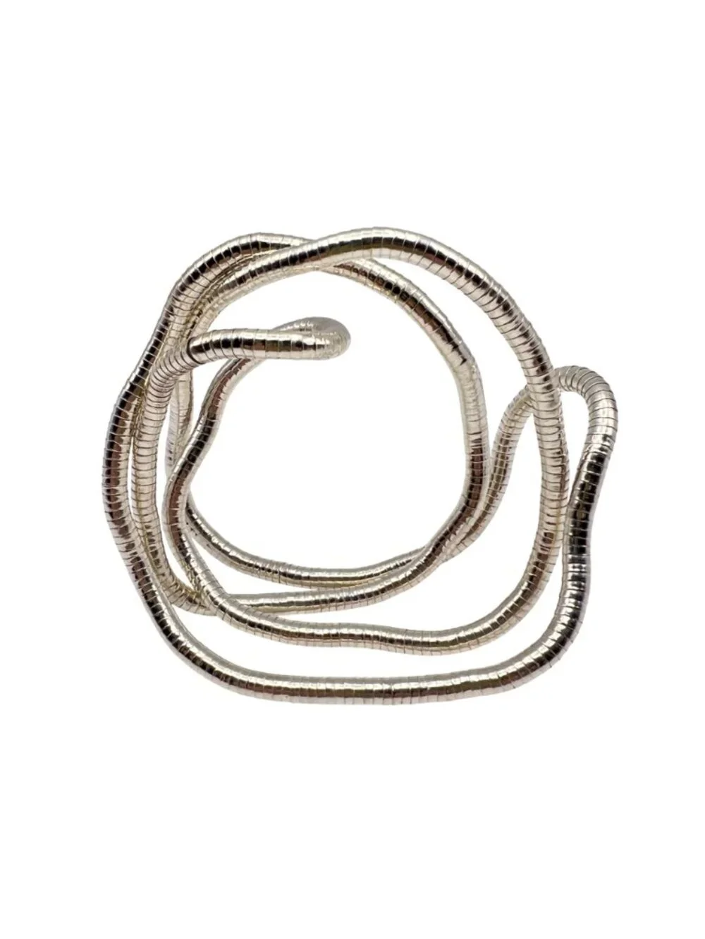 Flexible Bendable Snake Chain Necklace 32" Silver Tone Sculptural Bracelet - Picture 4 of 7